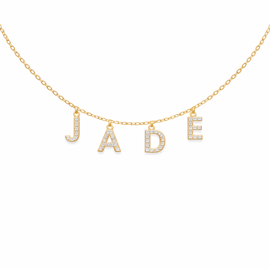 Collier lettre strass zircon doré collier prénom alphabet, collier initiale personnalisé mot au choix.