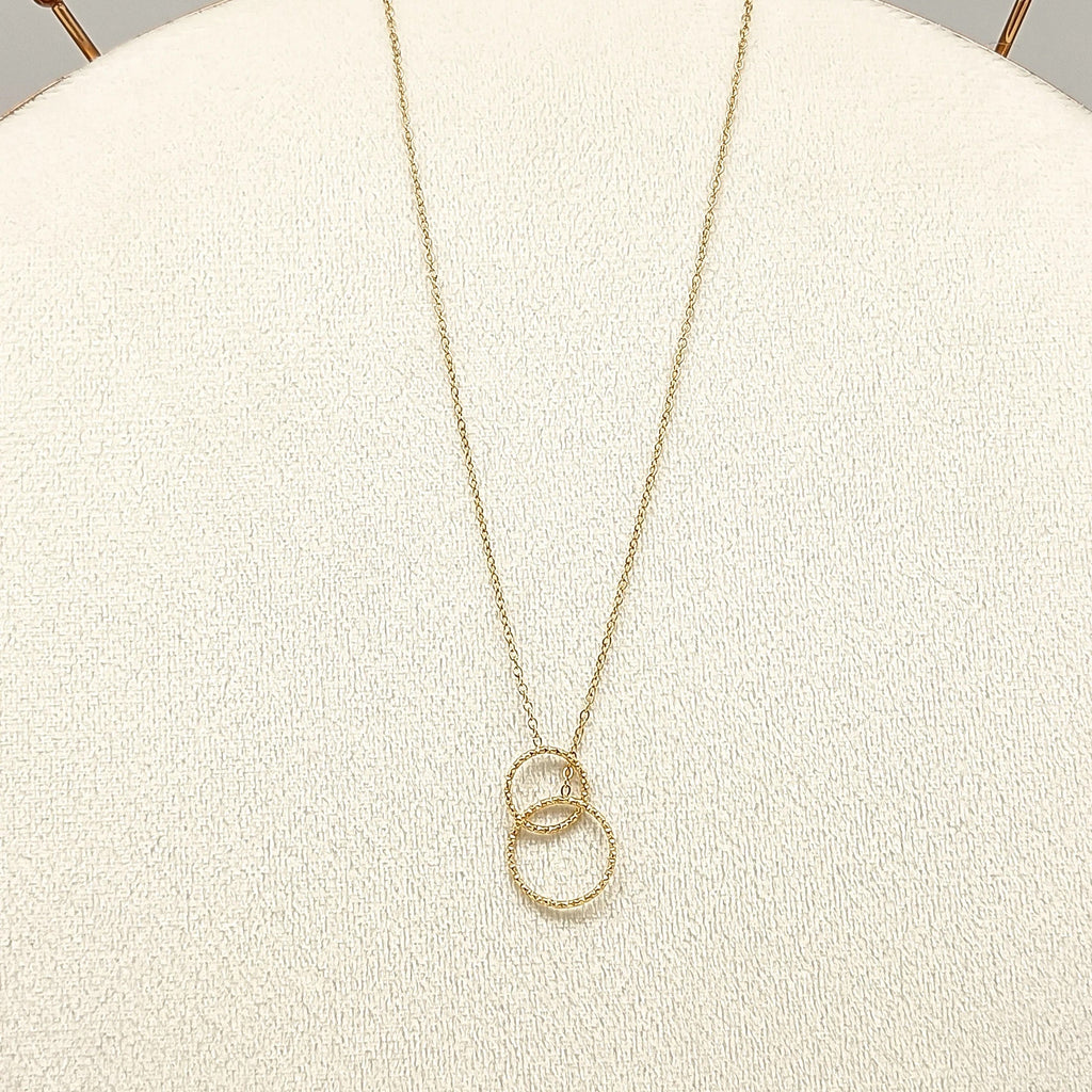 Collier cercles anneaux entrelacés en acier inoxydable doré