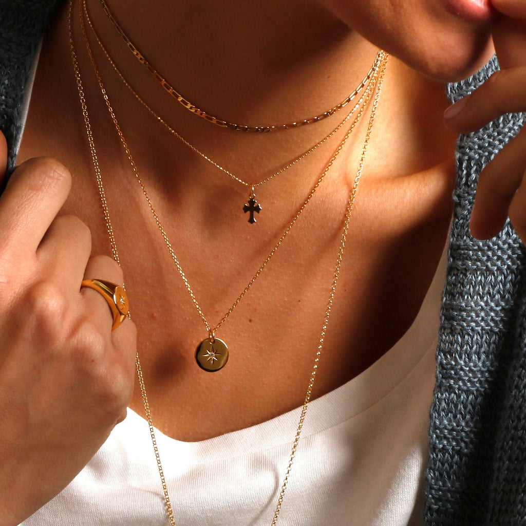 Collier pendentif étoile du Nord - Collier médaille étoile du Nord en acier inoxydable.