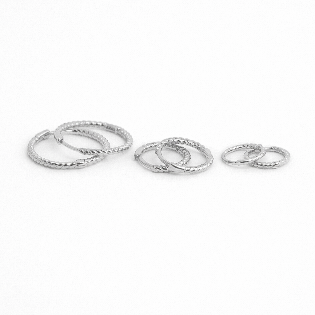 Boucles d'oreilles créoles torsadées en Argent 925