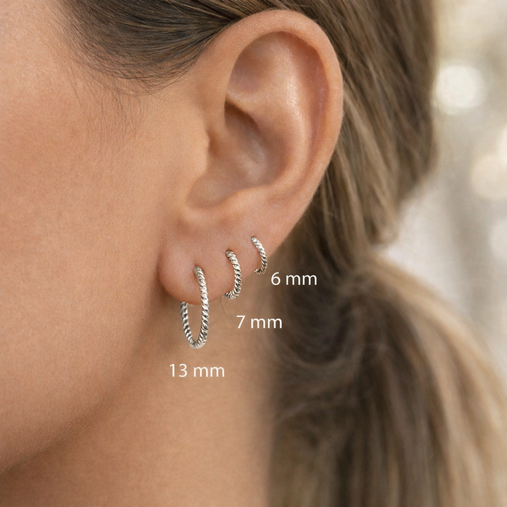 Boucles d'oreilles créoles torsadées en Argent 925