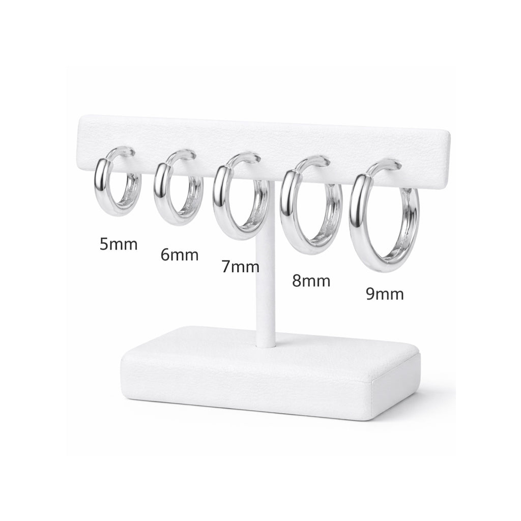 Boucles d'oreilles petites créoles lisses Argent 925