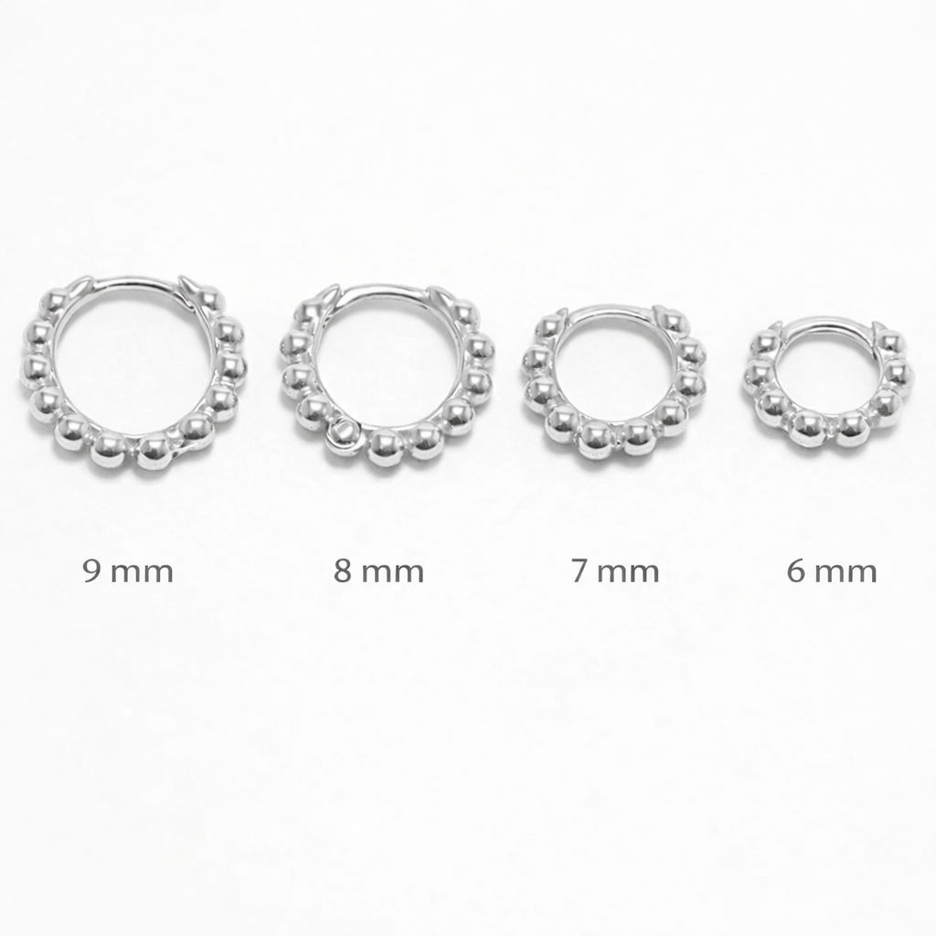 Boucles d’oreilles anneaux mini créoles petites boules Argent 925 diamètre 6,7,8 ou 9 mm idée cadeau fille femme