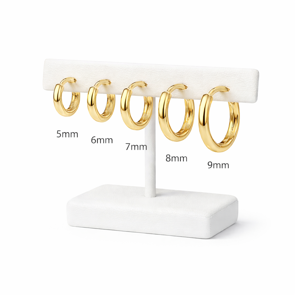 Boucles d'oreilles petites créoles lisses Plaqué or