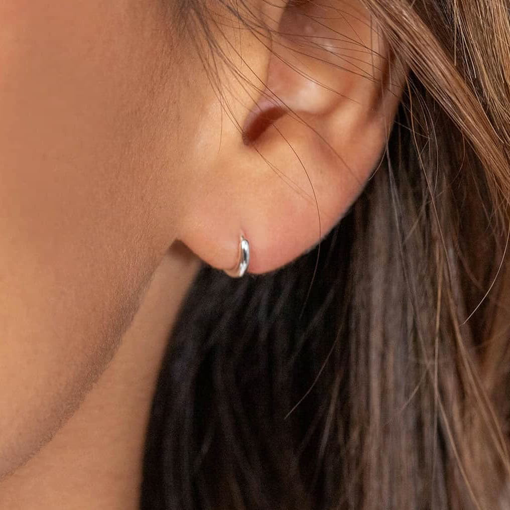 Boucles d'oreilles petites créoles lisses Argent 925