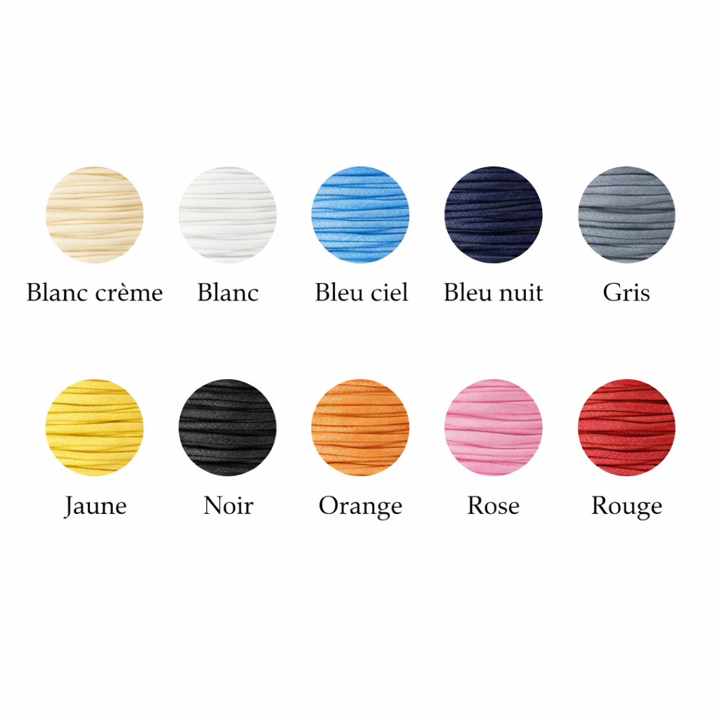 Collier Menottes Dorées sur cordon - Couleurs aux choix