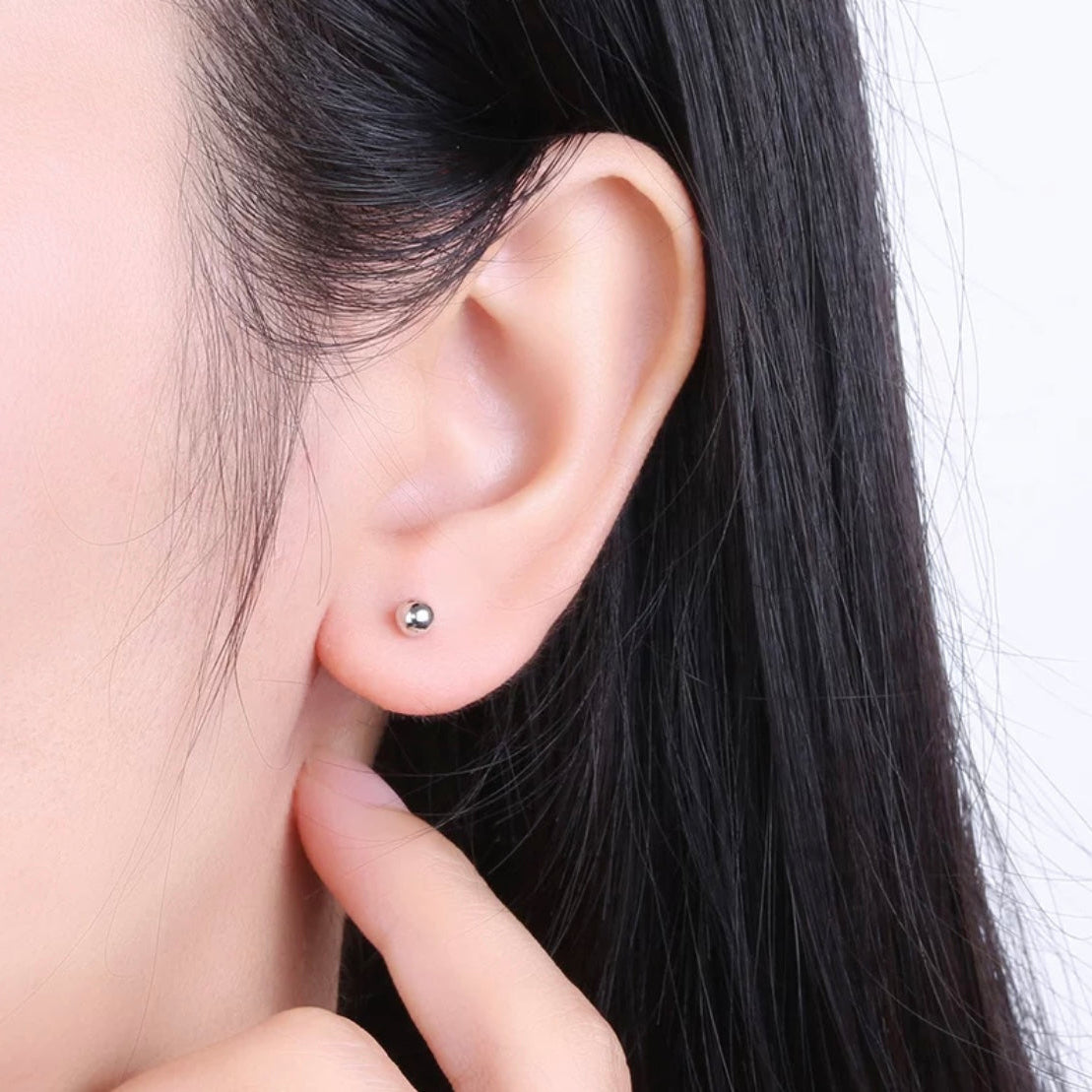 Puces d'oreilles boules Argent 925 diamètre 3, 4, ou 5 mm - Boucles d'oreilles puces, clous, boules.