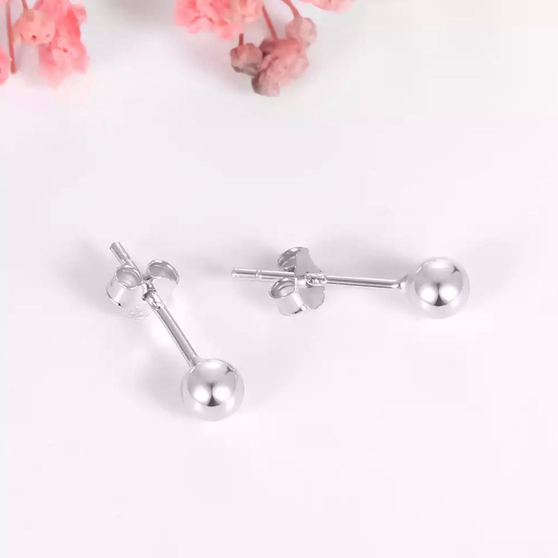 Puces d'oreilles boules Argent 925 diamètre 3, 4, ou 5 mm - Boucles d'oreilles puces, clous, boules.