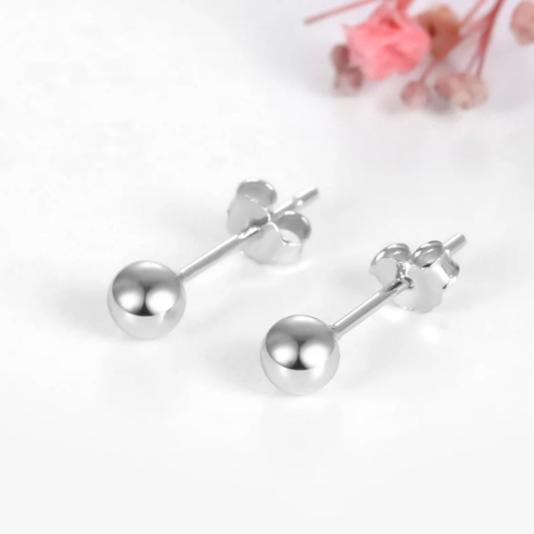 Puces d'oreilles boules Argent 925 diamètre 3, 4, ou 5 mm - Boucles d'oreilles puces, clous, boules.