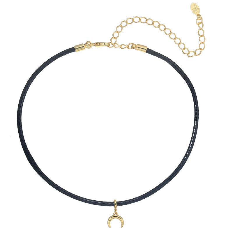 Collier ras-de-cou pendentif corne - Buffalo Charm - Taille réglable.