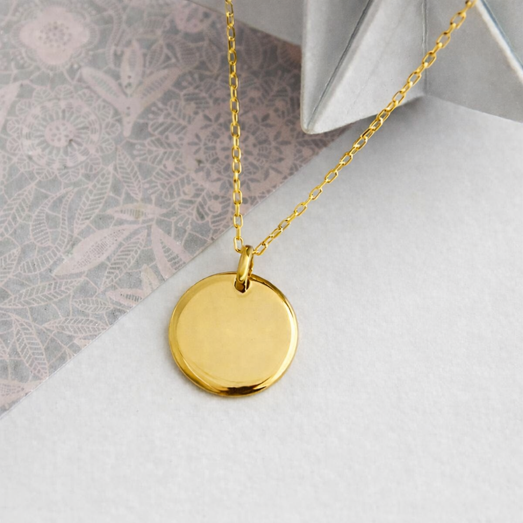 Sautoir avec pendentif médaille en plaqué Or, sautoir médaillon