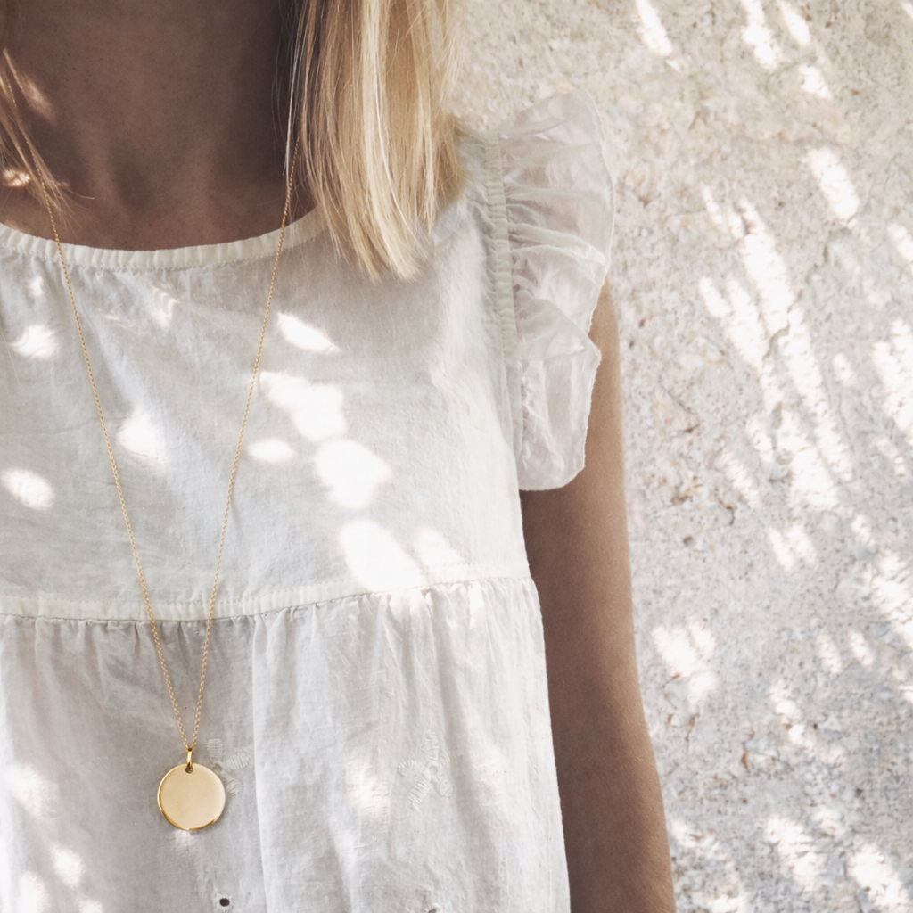 Sautoir avec pendentif médaille en plaqué Or, sautoir médaillon