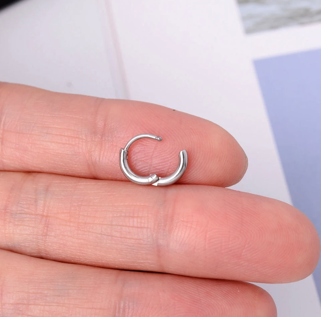 Boucles d'oreilles petites créoles lisses Argent 925