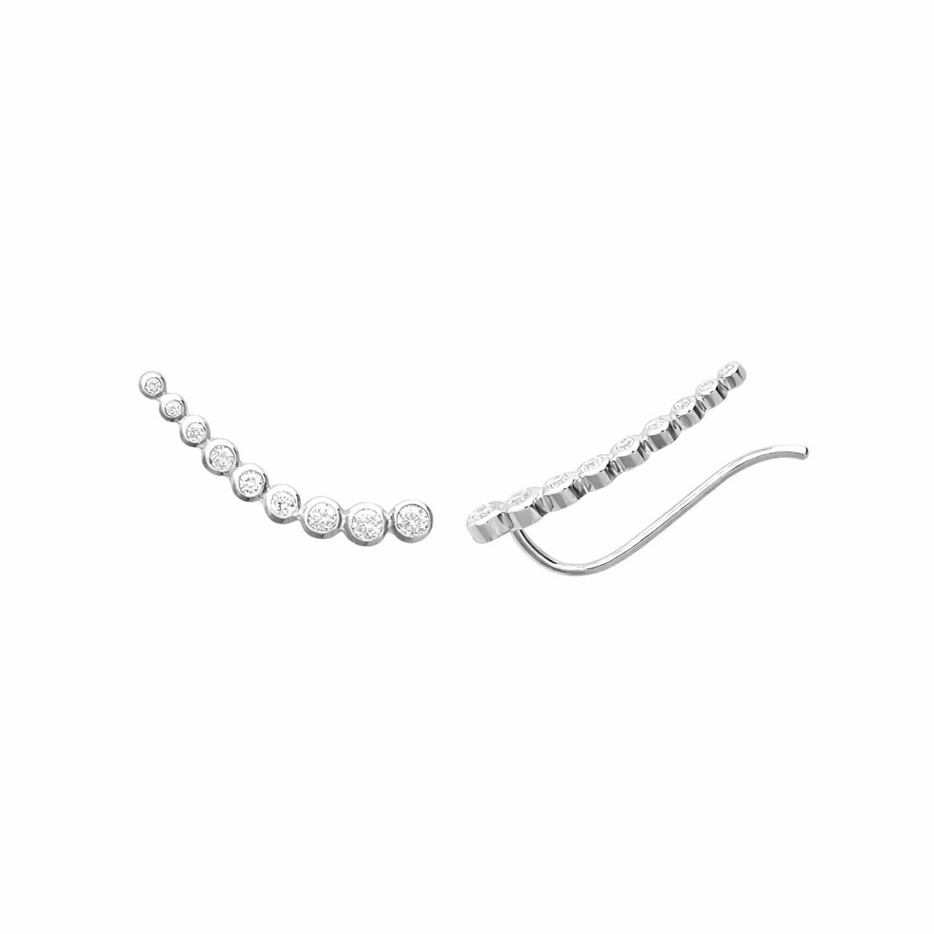 Boucle d’oreille grimpante argent 925 sertie de zircons – Ear climber élégant