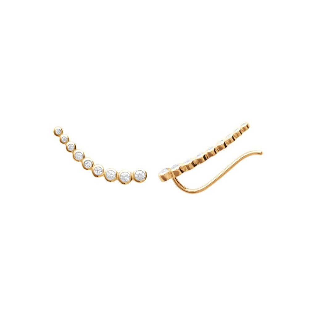 Boucle d’oreille grimpante plaqué or sertie de zircons – Ear climber élégant