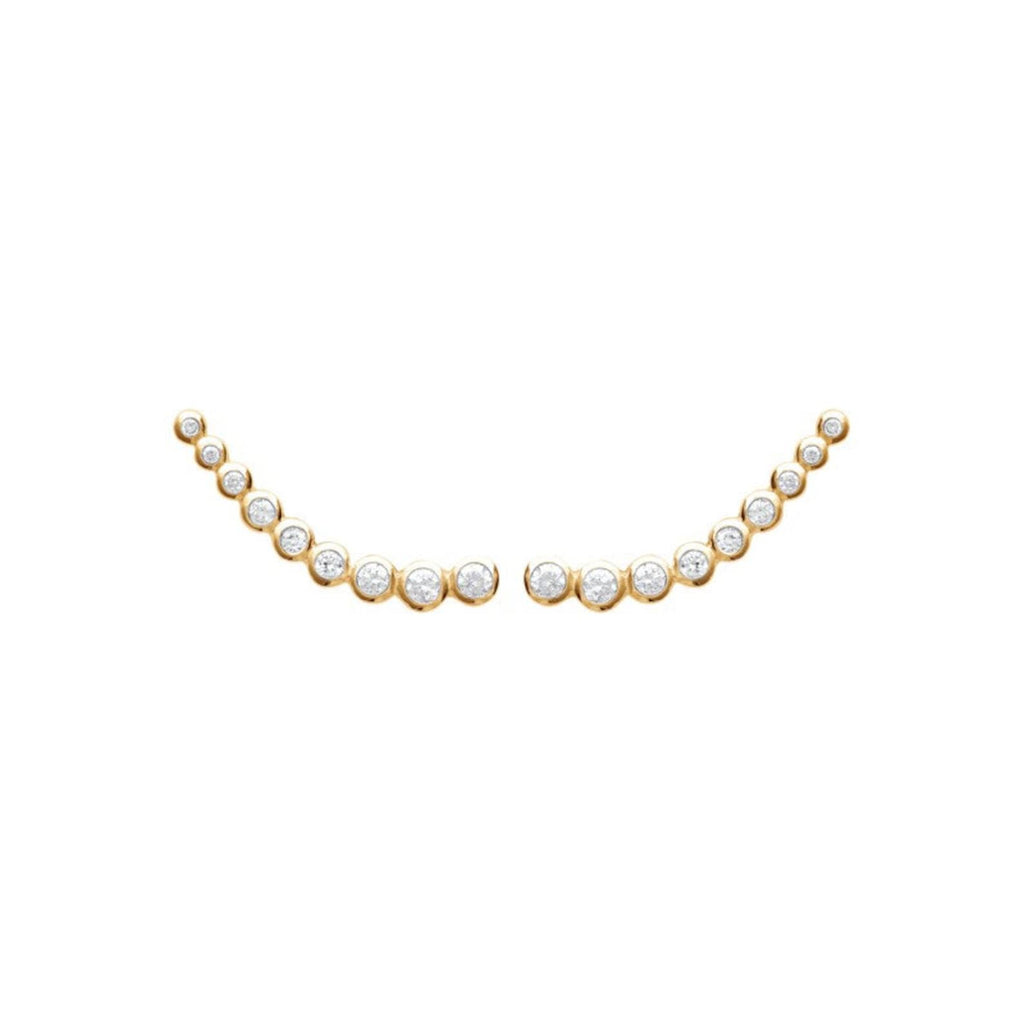 Boucle d’oreille grimpante plaqué or sertie de zircons – Ear climber élégant