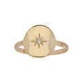 Bague étoile du nord avec zirconium - bague étoile - bague médaille en plaqué Or