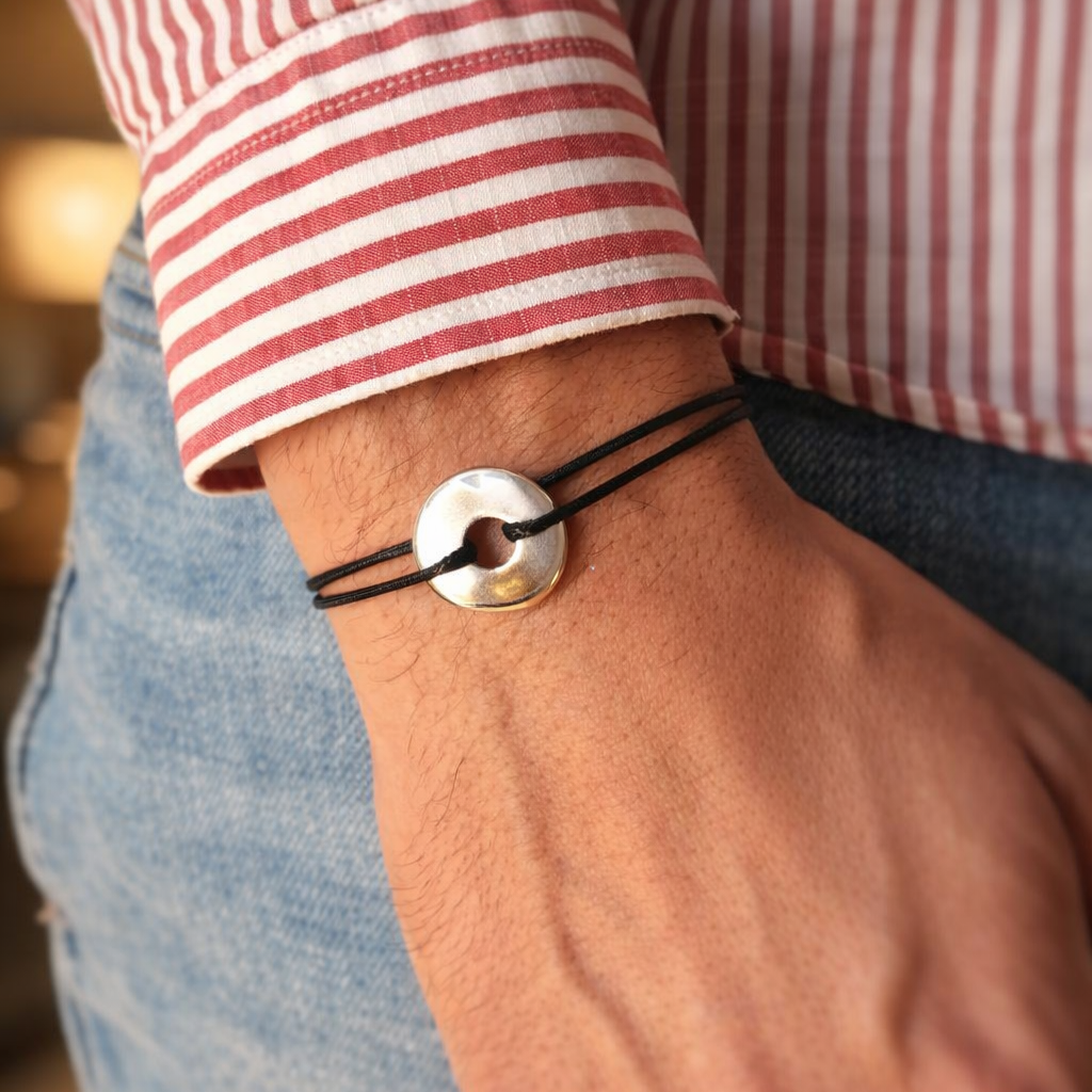 Bracelet Cercle / Cible Asymétrique sur cordon