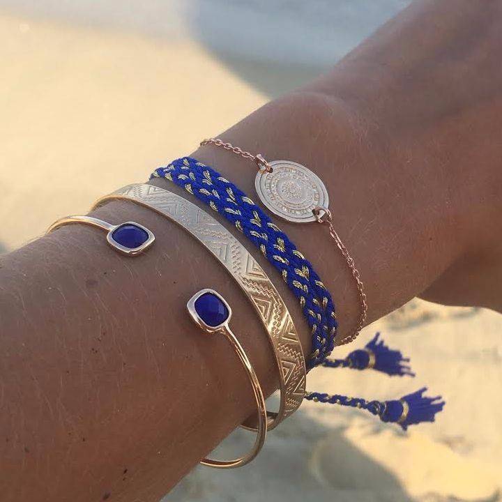 Bracelet chainette médaille Maya - Bracelet Ethnique en plaqué Or