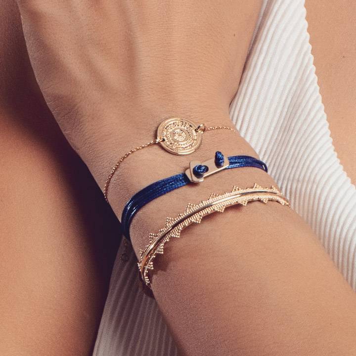 Bracelet chainette médaille Maya - Bracelet Ethnique en plaqué Or