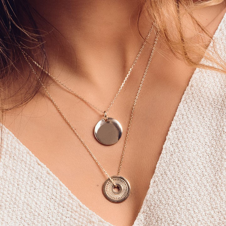 Collier chaîne cible - médaille Ethnique en Argent 925