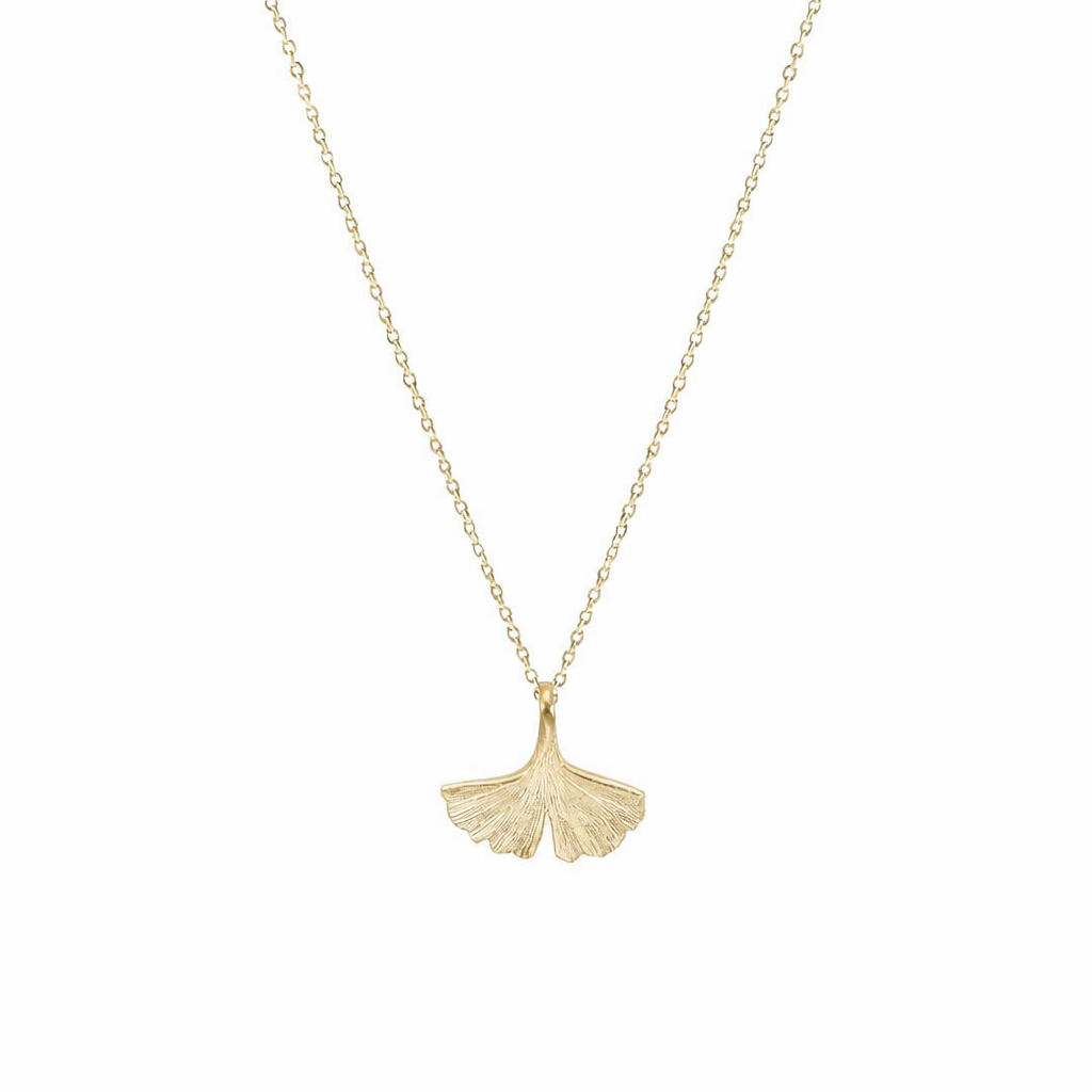 Collier pendentif feuille de ginkgo en Plaqué Or