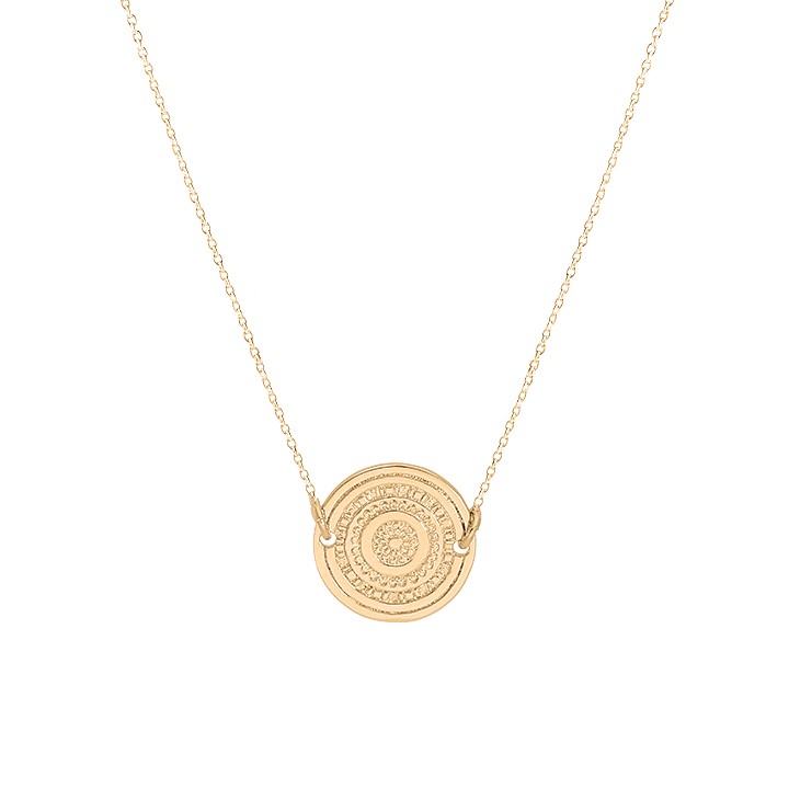 Collier médaille éthnique - Collier chaine médaille Maya en plaqué Or
