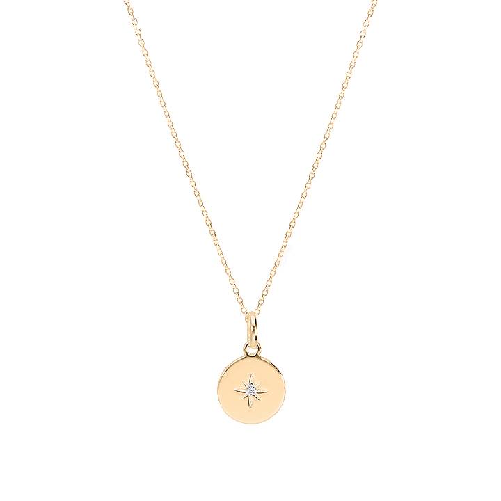 Collier pendentif étoile du Nord - Collier médaille étoile du Nord en Plaqué Or et Zirconium