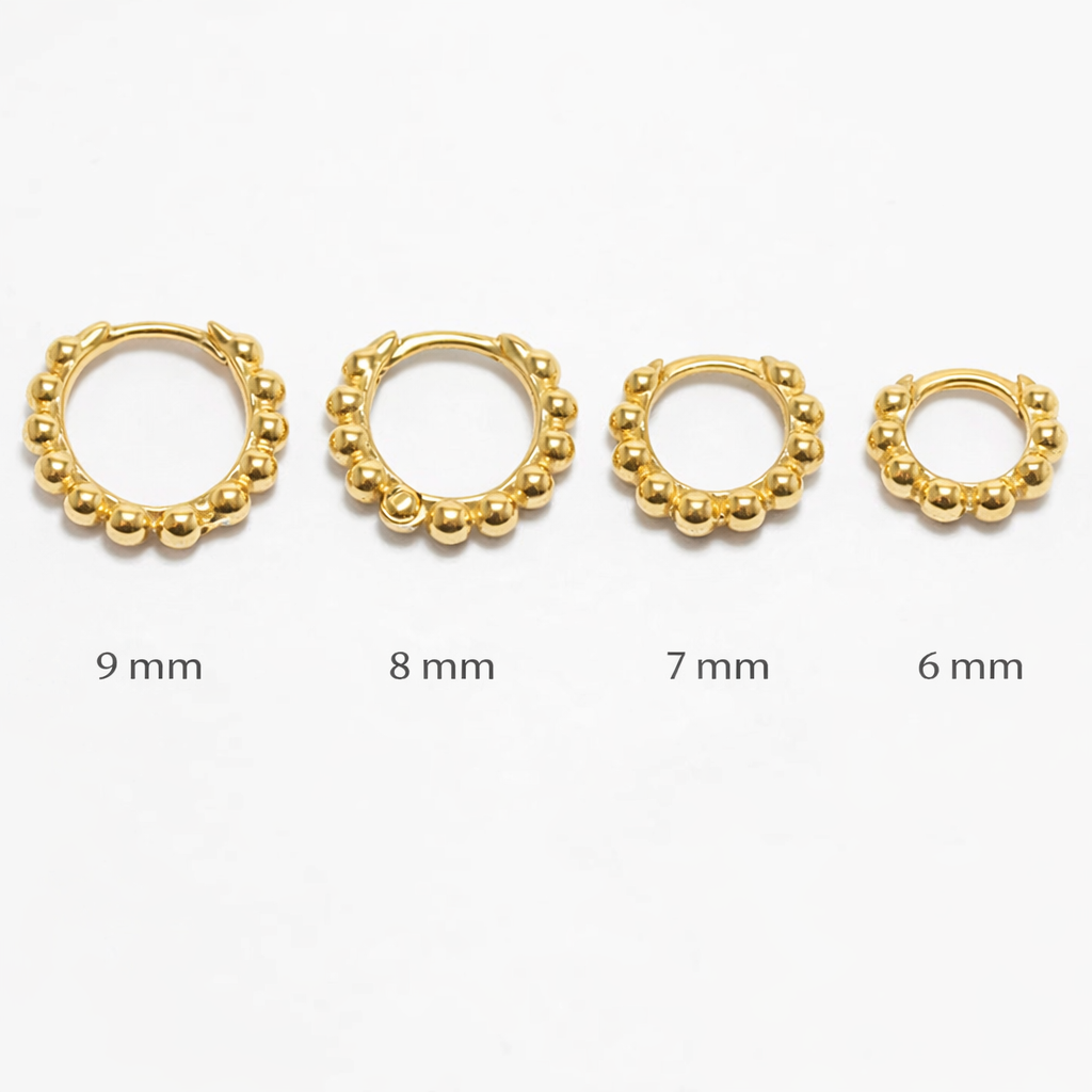 Boucles d’oreilles anneaux mini créoles petites boules plaqué Or diamètre 6,7,8 ou 9 mm idée cadeau fille femme