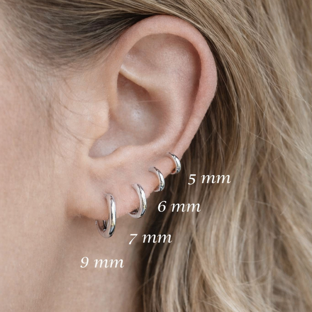 Boucles d'oreilles petites créoles lisses Argent 925