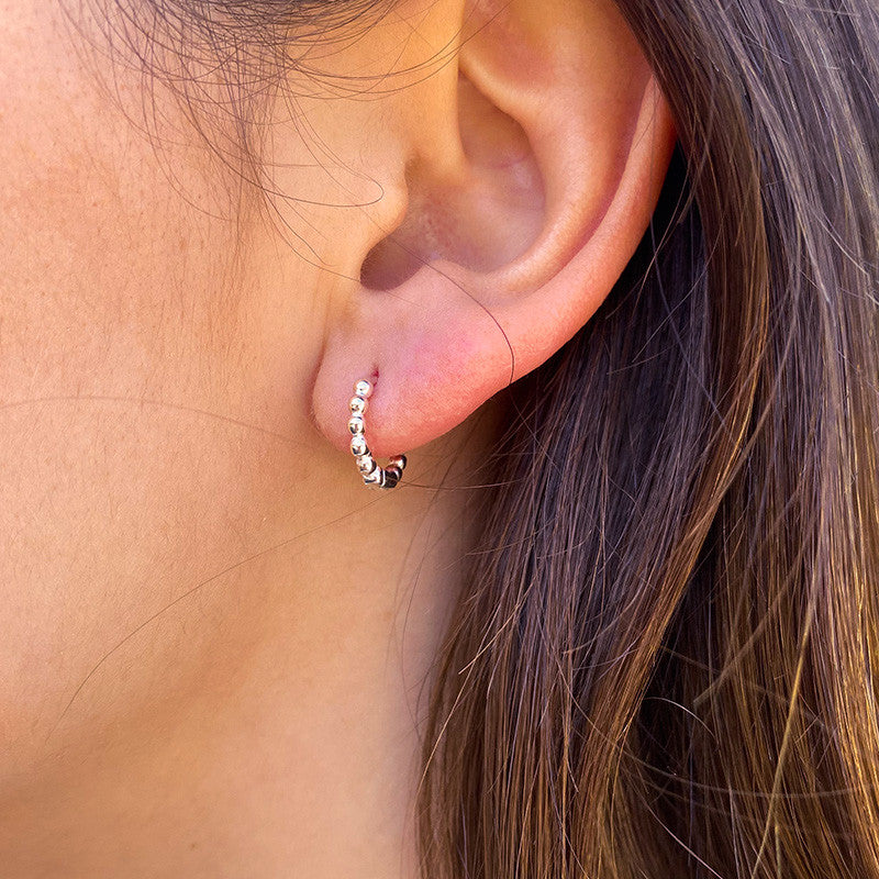 Boucles d’oreilles anneaux mini créoles petites boules Argent 925 diamètre 6,7,8 ou 9 mm idée cadeau fille femme